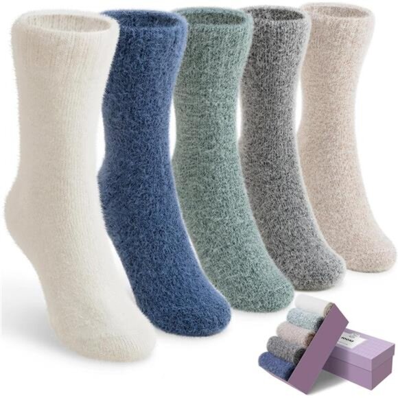 New 5 Pairs Fuzzy Soft Cozy Comfortable Socks for Women, Casual Sleep Comfy Sock - Picture 1 of 6